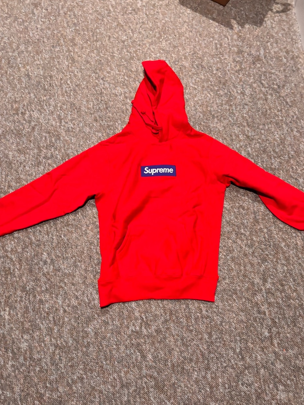 Red Supreme Hooded Navy Box Logo